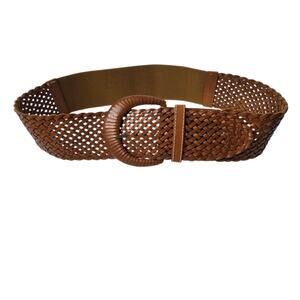 Motif 56 Womens SZ Large Woven Braided Leather Brown Tan Belt Boho Western Vtg